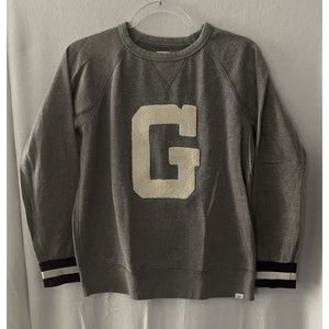 Gap Kids Sweater Girls Boys XXL 14 16 Grey White Logo Striped Trim